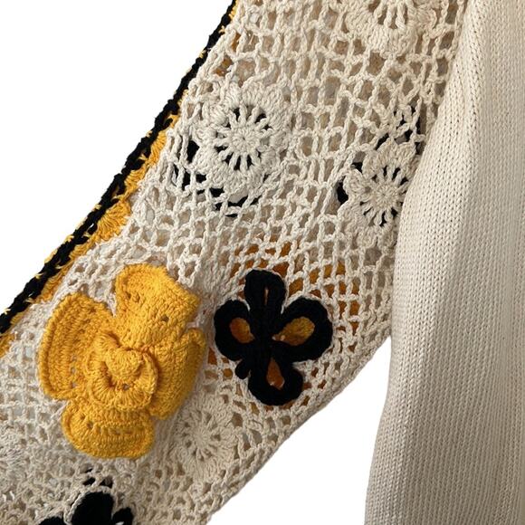 Stella Pardo Paris Lisa Sweater Hand Made Open Flower Crochet Size XS/Small $405 - Picture 8 of 15